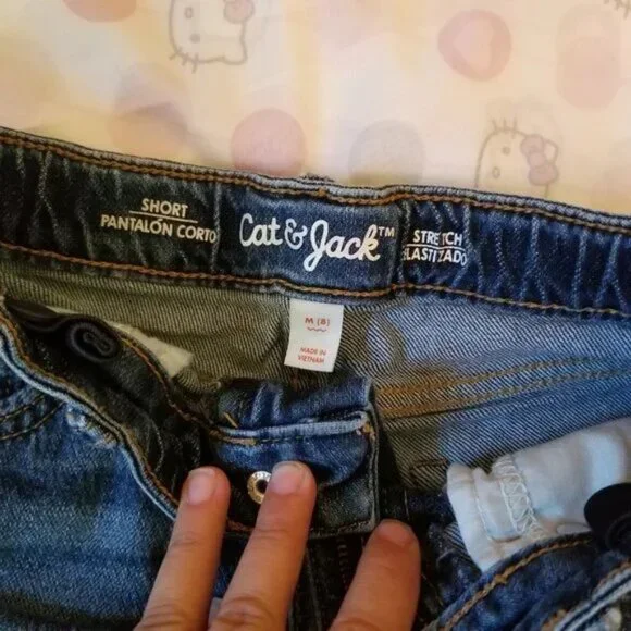 2 Pair Bundle of little girl denim shorts Blue and Black both size 8 (E15) - Picture 4 of 11